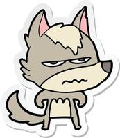 sticker of a cartoon annoyed wolf vector