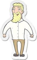 sticker of a cartoon happy man with beard vector