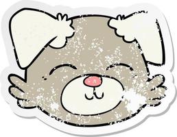 distressed sticker of a cartoon dog face vector