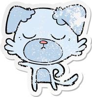 distressed sticker of a cute cartoon dog vector