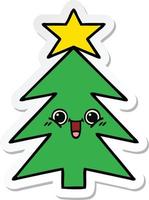 sticker of a cute cartoon christmas tree vector