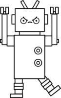 line drawing cartoon robot vector