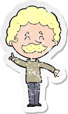 retro distressed sticker of a cartoon man with idea