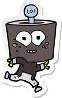 sticker of a happy cartoon robot running vector