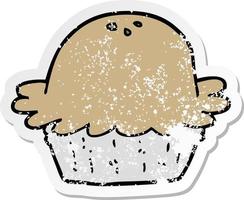 distressed sticker of a cartoon pie vector