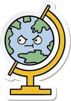 sticker of a cute cartoon globe of the world vector