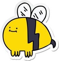 sticker of a quirky hand drawn cartoon bumblebee vector