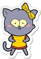 sticker of a cartoon cat vector