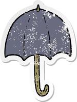 distressed sticker of a cartoon umbrella vector