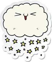 sticker of a happy cartoon cloud vector