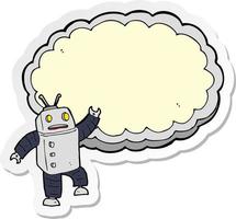 sticker of a cartoon robot with space for text cloud vector