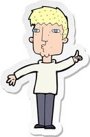 sticker of a cartoon man raising point vector