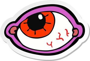 sticker of a cartoon spooky eye vector