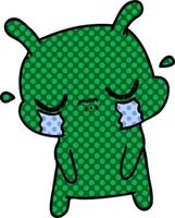 cartoon of cute sad alien vector