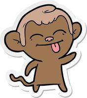 sticker of a funny cartoon monkey vector