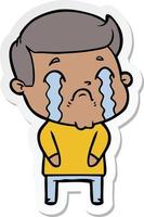 sticker of a cartoon man crying vector