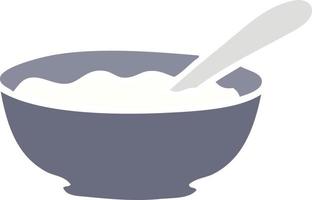 quirky hand drawn cartoon bowl of porridge vector