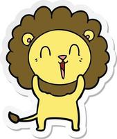 sticker of a laughing lion cartoon vector