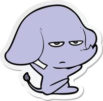 sticker of a annoyed cartoon elephant vector