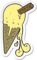 sticker of a cartoon ice cream cone vector