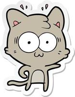 sticker of a cartoon surprised cat vector