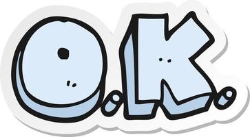 sticker of a cartoon word OK vector