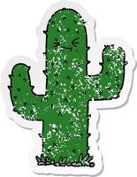 distressed sticker of a cartoon cactus vector