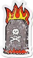 retro distressed sticker of a cartoon spooky grave vector