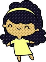 cartoon kawaii girl with head band vector