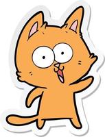sticker of a funny cartoon cat vector