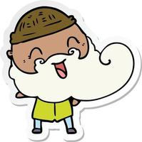 sticker of a happy man with beard and winter hat vector