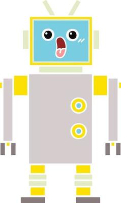 flat color retro cartoon robot