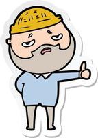 sticker of a cartoon worried man with beard vector