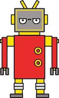 cute cartoon annoyed robot vector