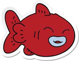 sticker of a quirky hand drawn cartoon fish vector