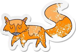 distressed sticker of a cartoon fox vector