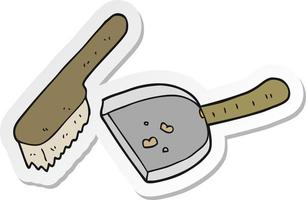 sticker of a cartoon dust pan and brush vector