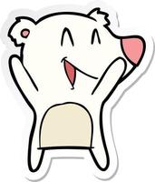 sticker of a laughing polar bear cartoon vector