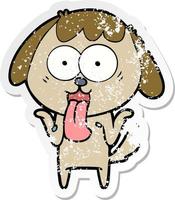 distressed sticker of a cute cartoon dog vector