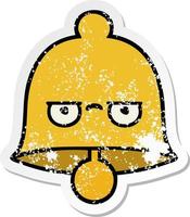 distressed sticker of a cute cartoon bell vector