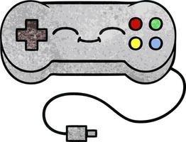 controlador de juego de dibujos animados de textura grunge retro vector