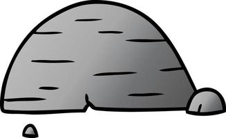 gradient cartoon doodle of grey stone boulder vector