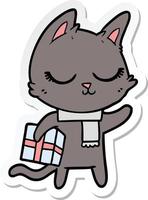sticker of a calm cartoon cat vector