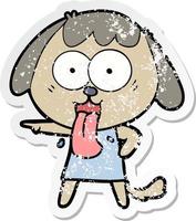 distressed sticker of a cute cartoon dog vector