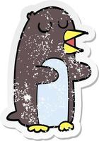 pegatina angustiada de un pingüino de dibujos animados vector