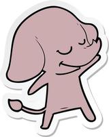 sticker of a cartoon smiling elephant vector