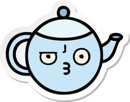 sticker of a cute cartoon tea pot vector