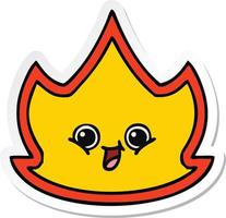 sticker of a cute cartoon fire vector