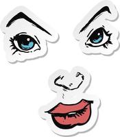 sticker of a cartoon comic book face vector