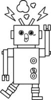 mal funcionamiento del robot de dibujos animados de dibujo lineal vector